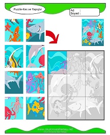 Puzzle Kes Yapıştır Çalışma Sayfaları